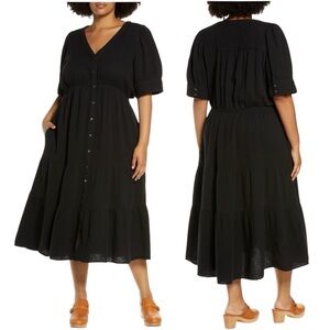 Madewell Black Button-Down Midi Dress, size 18, EUC